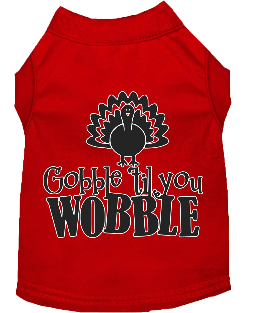 Gobble til You Wobble Screen Print Dog Shirt Red Med